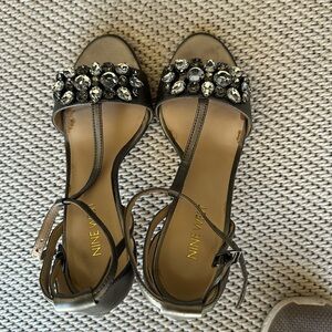 Nine West. Party shoes. Size 6M. Silver. Used. Crystals.